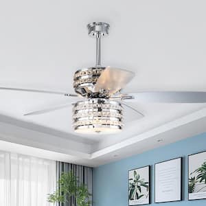 Cynthia 52 in. Indoor Chrome Glam Reversible Ceiling Fan with Crystal Light Kit and Remote Control