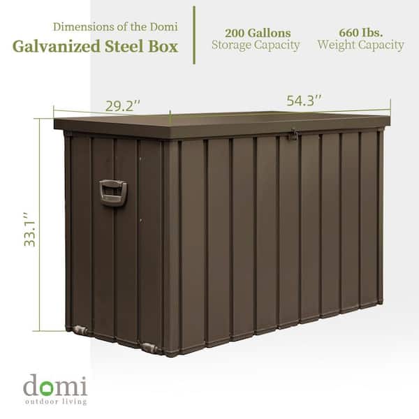 domi outdoor living 200 Gal. Dark Brown Metal Deck Box LNCF0555-Br