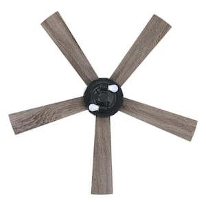 52 in. Farmhouse Indoor Black Downrod Mounted 5-Blade LED Ceiling Fan with Light Kit and Remote