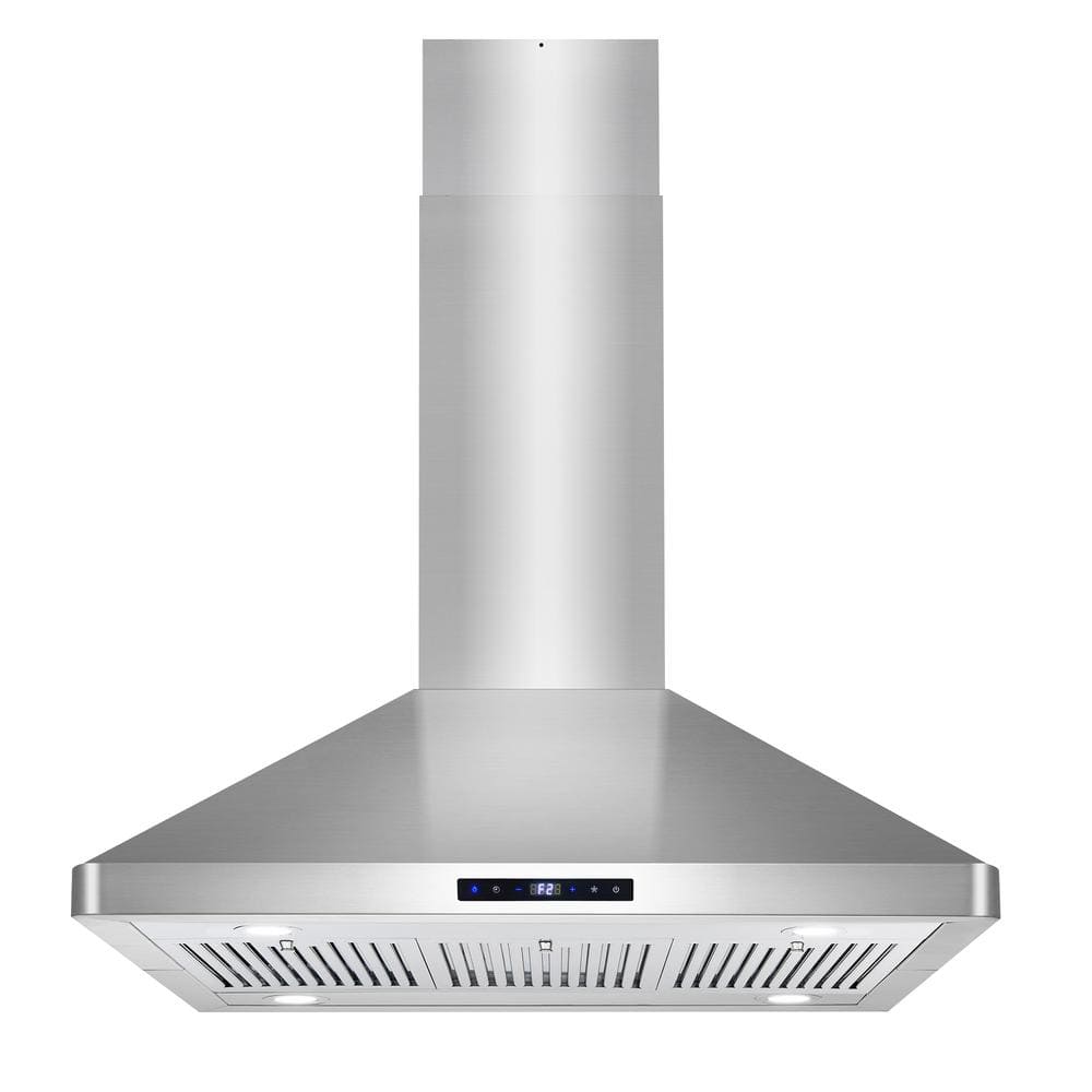 Cosmo 36 in. 380 CFM Ducted Island Range Hood with LED Lighting in Stainless Steel, Silver