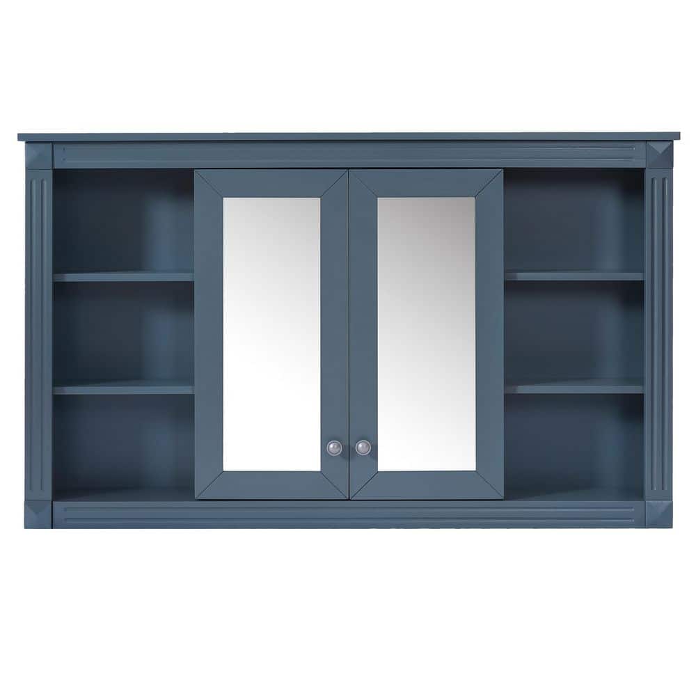 47 in. W x 29 in. H Rectangular Blue Medicine Cabinet with Mirror, Adjustable Shelf and Open Shelves price history on PriceWatchPro