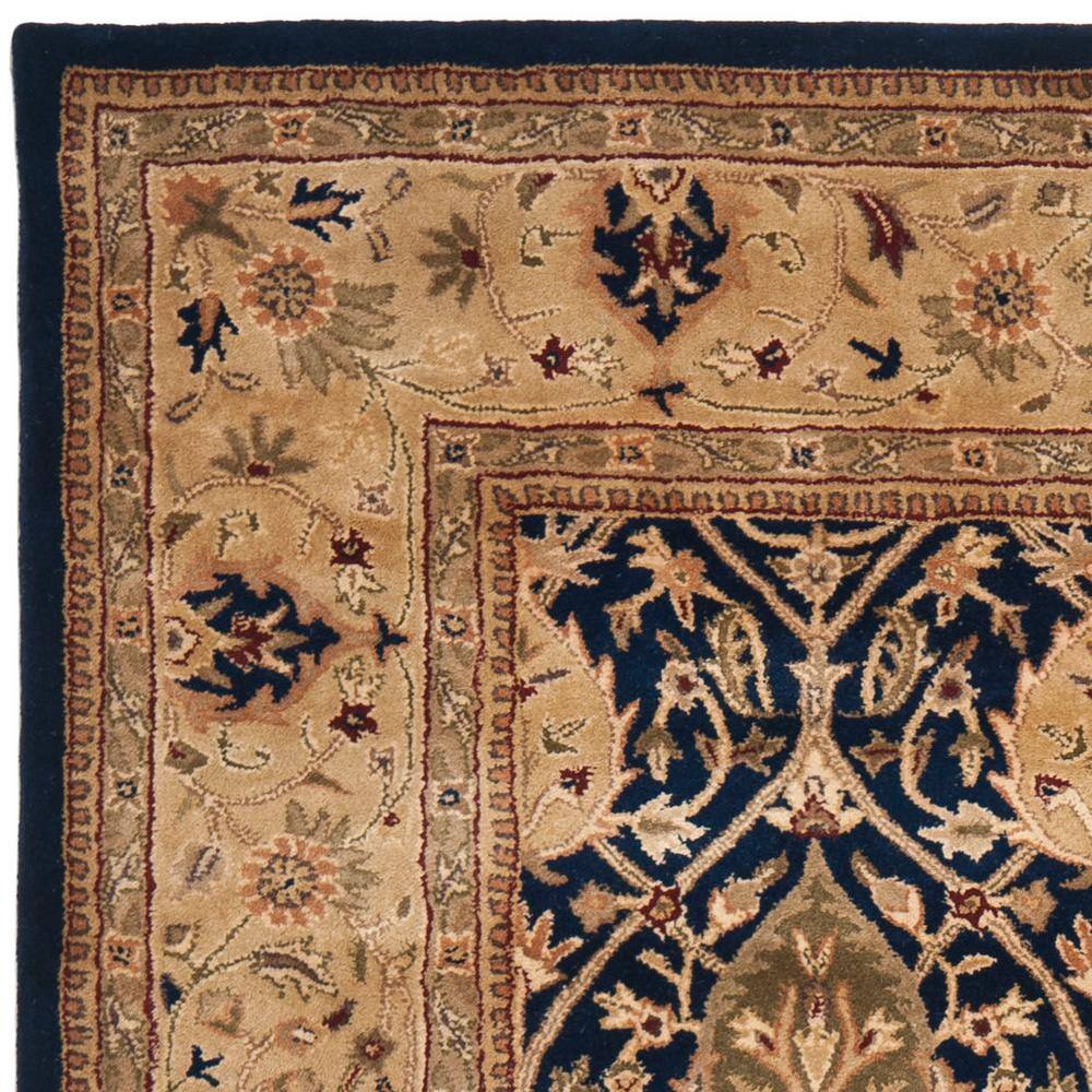 Elegant Persian-Inspired Hand-Tufted Wool Rug in Blue and Gold