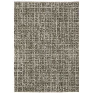 Apex Brown 7 ft. x 10 ft. Distressed Geometric Plaid Polyester Indoor Area Rug