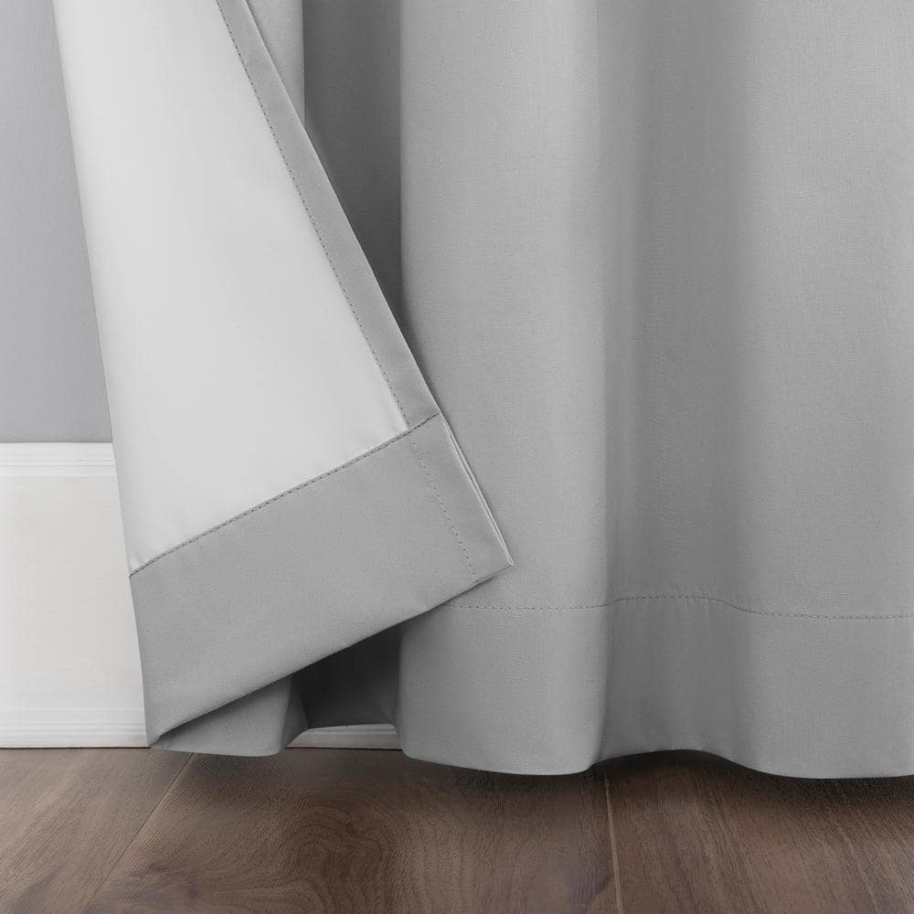 Silver Gray Blackout Thermal Back Tab Curtain Panel