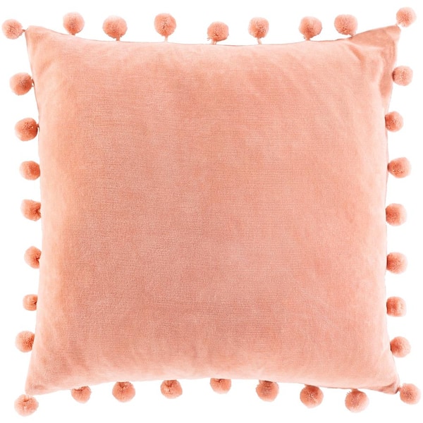 Artistic Weavers Galini Rose Velvet Pom Pom Polyester Fill 18 in. x 18 in. Decorative Pillow