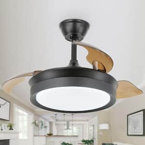 Belleville 36in. LED Latest DC Motor Light Memory Indoor Black Ceiling Fan withLight, 6-Speed Retractable Blades