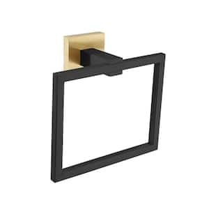 Wall Mounted Bath Towel Ring Bathroom Hand Towel Holder Stainless Steel Square Towel Hangers in Gold Black