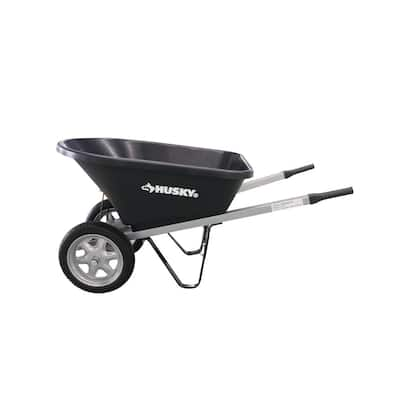 Husky 6 cu. ft. Poly Wheelbarrow with Dual Flat Free Tires