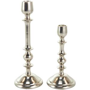 Silver Aluminum Metal Candle Holder (Set of 2)