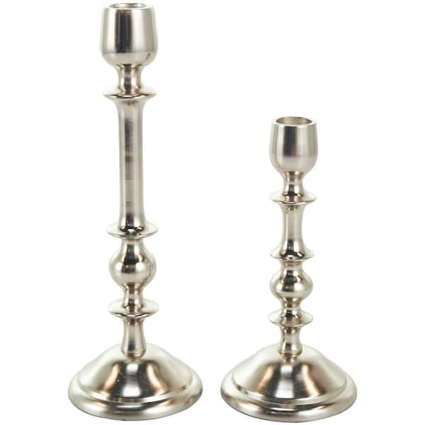 Litton Lane Silver Aluminum Metallic in Candle Holder (Set of 2)