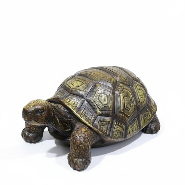 21 in. Realistic Turtle Garden Statue, Resin Sculpture with Intricate Shell for Lawn Patio