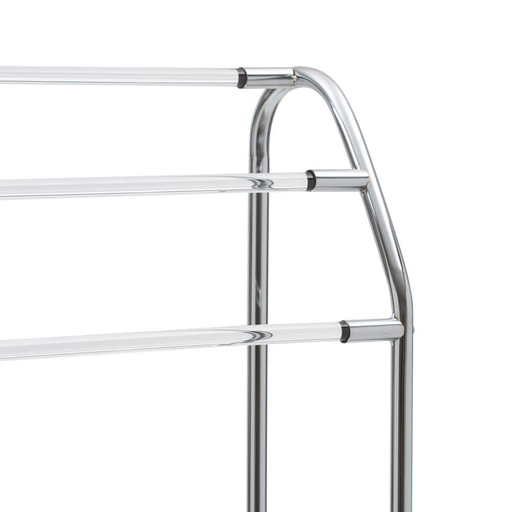 Chrome and Acrylic Freestanding 3-Bar Towel Rack with Shelf