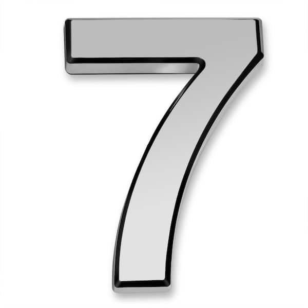 Barton 4 in. House Door Number 7 ABS Plated Self Adhesive Silver Address Plaque Sticker