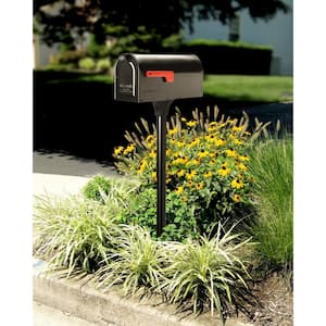 MB1 Black, Medium, Steel, Post Mount Mailbox and 2 in. In-Ground Post Kit