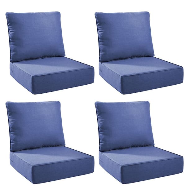 Bellefurn Duraolex 24 in. W x 24 in. D x 6 in. Thick Square 8-Piece Deep Seating Outdoor Lounge Chair Olefin Cushion in Blue