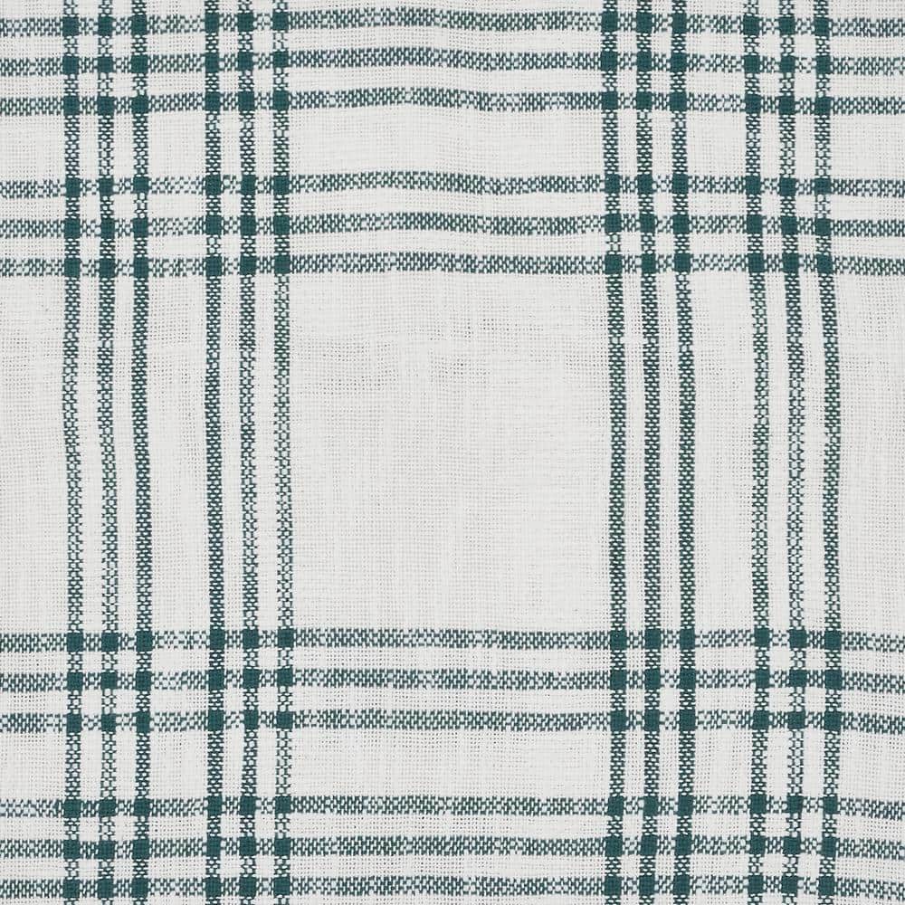 Pine Green and White Plaid Cotton Blend Shower Curtain 72x72