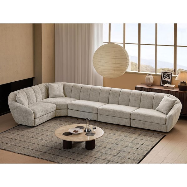 Lesly Modern 163 in. Wide Slope Arm Chenille Fabric L-Shaped