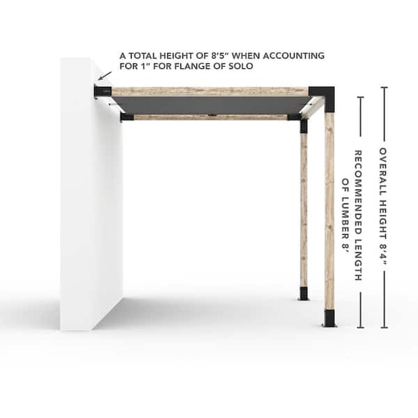 Toja Grid 8 ft. x 8 ft. Pergola Kit with 4x4 Knect Post Wall for 6x6 Wood Posts, Graphite, 8 x 8 ft