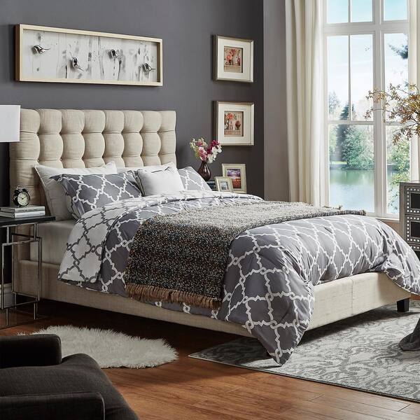 HomeSullivan Cadley Beige Button Tufted Full Standard Bed