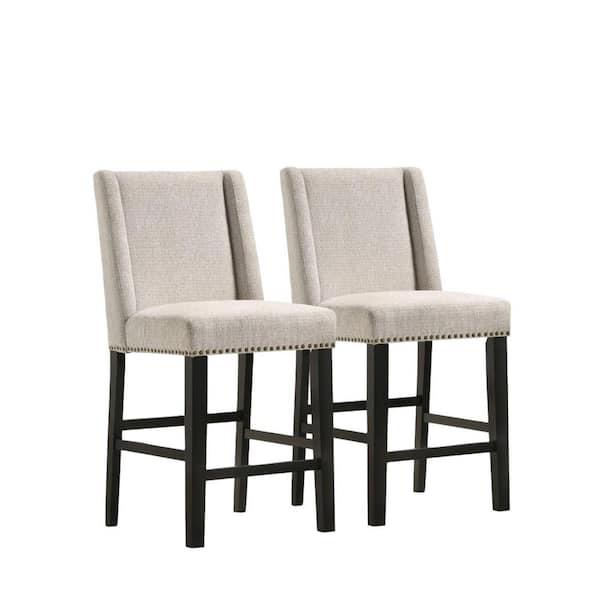 HomeRoots 41.5 in. Fawn High Back Metal Bar Chair with Upholstery Seat Set of 2