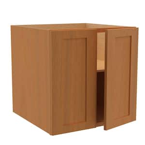 Hargrove Cinnamon Stained Plywood Shaker Assembled Wall Kitchen Cabinet Soft Close 24 W in. 24 D in. 24 in. H
