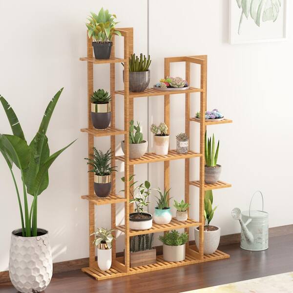 Bamboo Plant Stand 6/7 Tier Flower Pot Holder Display Shelving Unit Corner Decor 