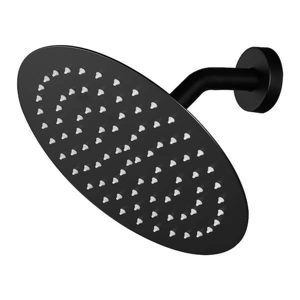 1-Spray Patterns with 1.75 GPM 10 in. Wall Mount Rain Fixed Shower Head in Matte Black