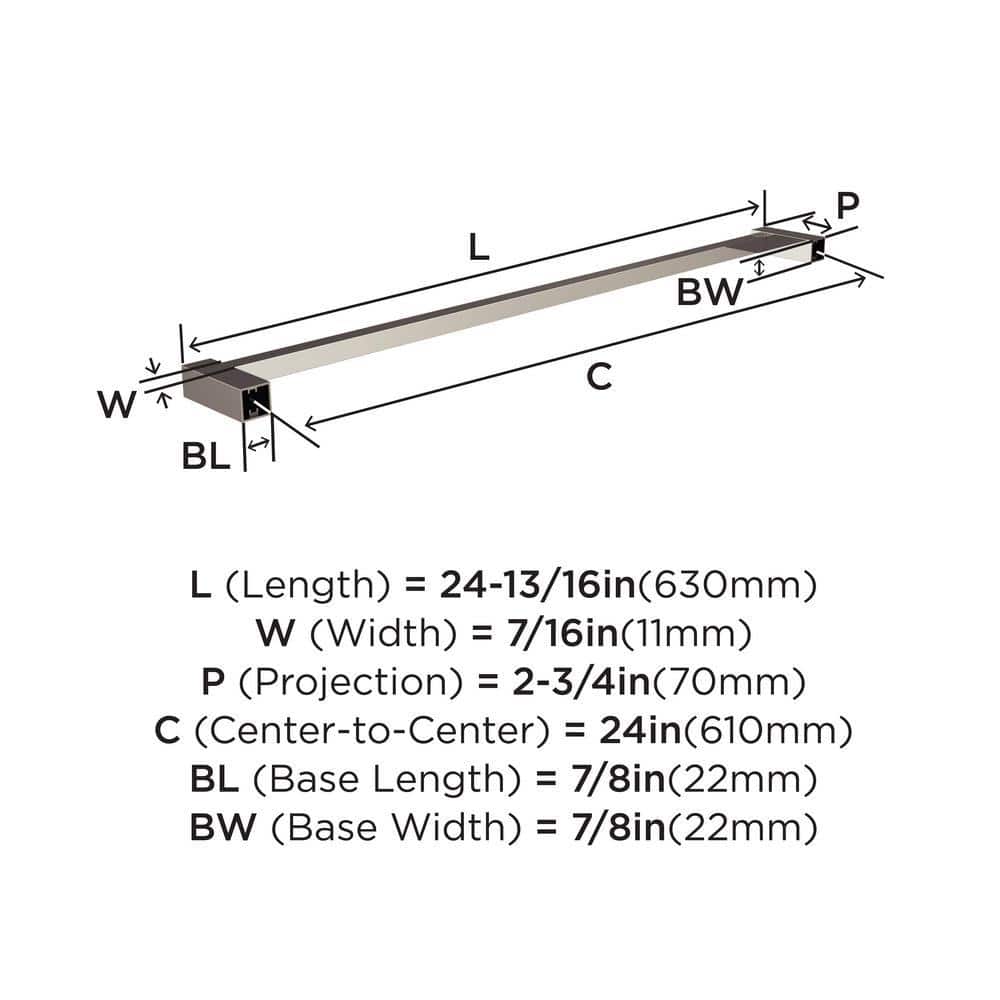 Chrome 24-Inch Wall Mounted Towel Bar