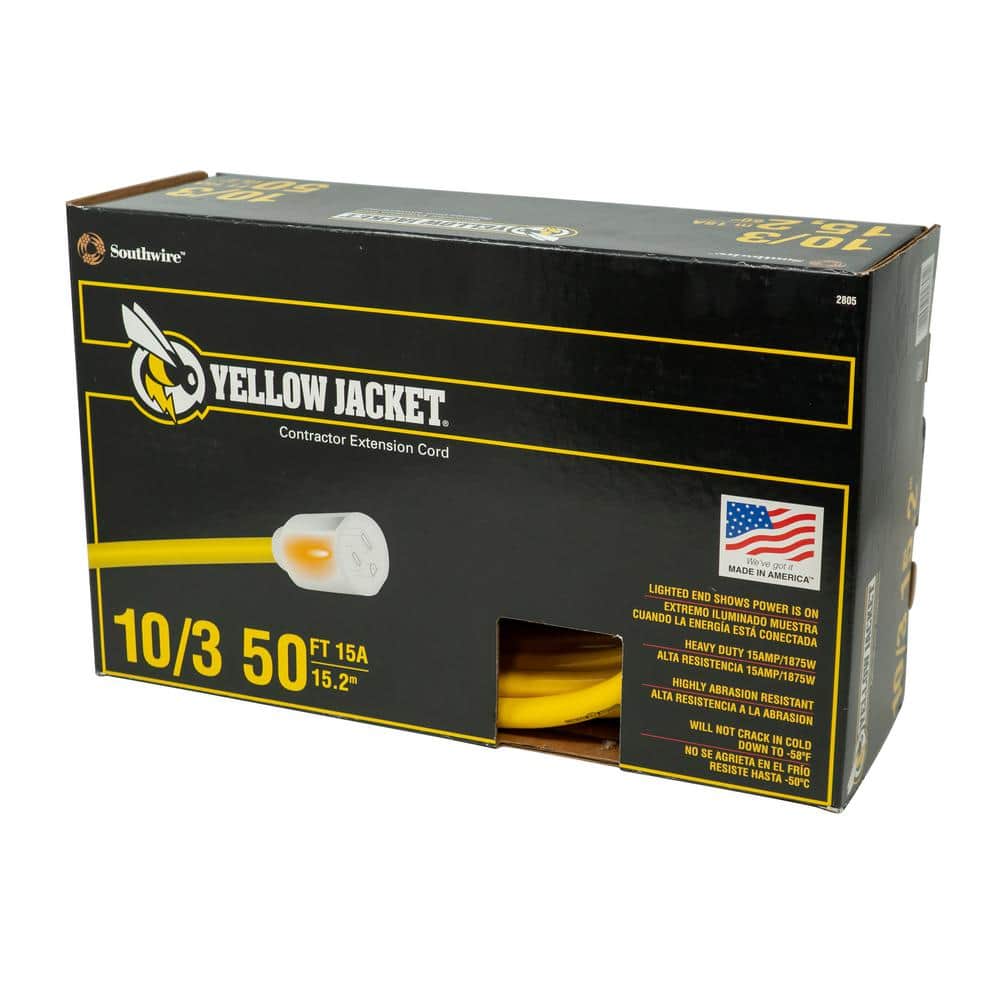 Yellow 50 ft. Outdoor Heavy-Duty Extension Cord with PVC Insulation