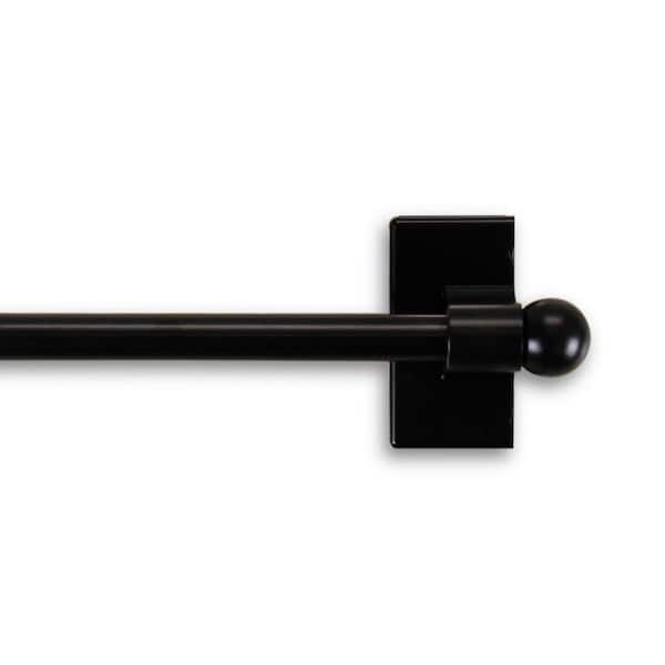 30 In Single Curtain Rod Black With, Adhesive Shower Curtain Rod Holders Home Depot