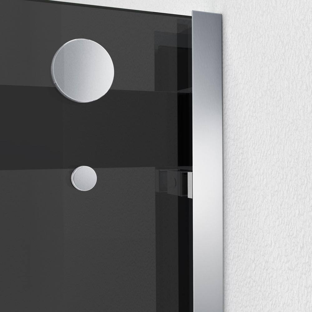 Essence-H 48" x 76" Semi-Frameless Chrome and Gray Glass Shower Door