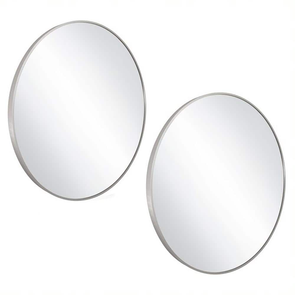 Kenna 28 in. W x 28in. H Brushed Silver Framed Round Modern Decorative Wall