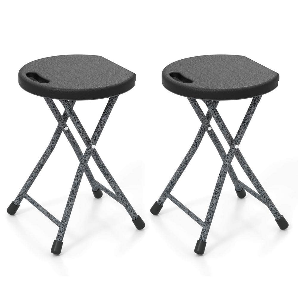 Gymax 2-pcs 18 in. H Folding Stool Portable and Foldable Camping