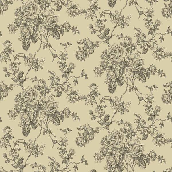 The Wallpaper Company 56 sq. ft. Metallic Lacey Rose Toile Wallpaper