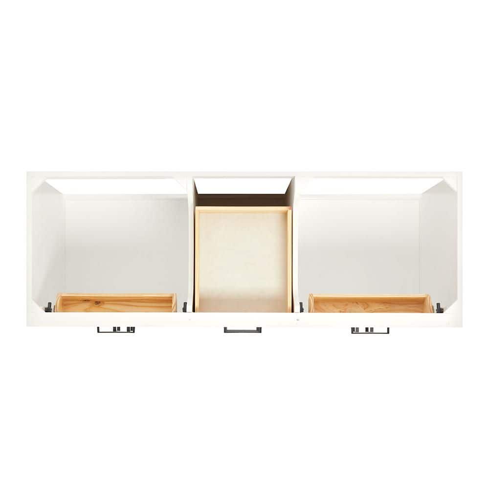 60'' White Hardwood Double Freestanding Bathroom Vanity