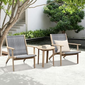 Imani 3-Piece Wood Wicker Patio Conversation Seating Set