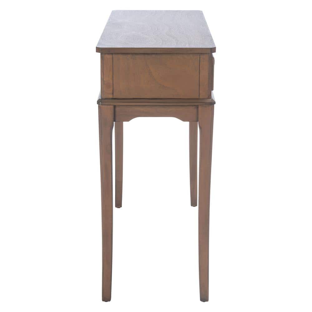 Modern Farmhouse Chic Brown Wood and Metal 2-Drawer Console Table