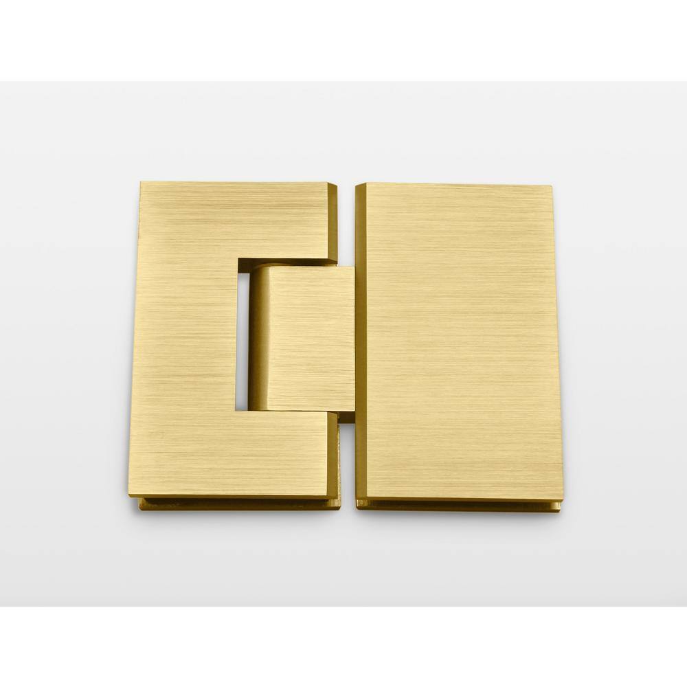 Satin Brass Frameless Glass Hinged Shower Enclosure, 78 x 38.5 in