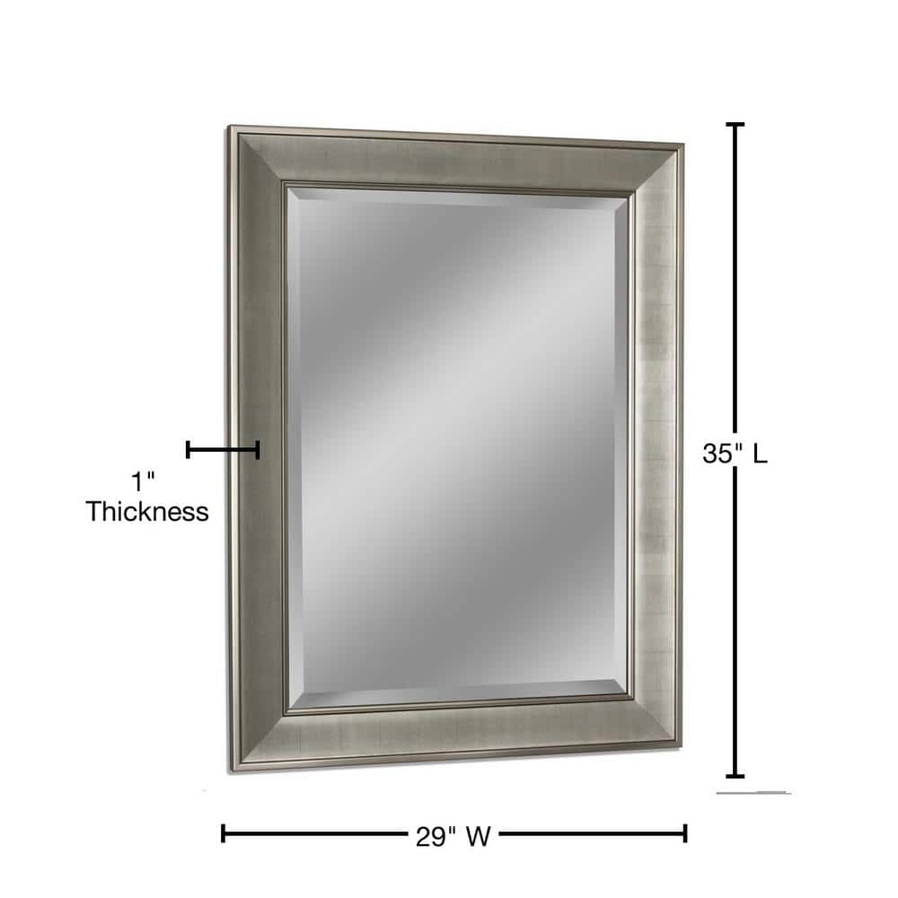 Champagne Silver Pave Textured Rectangular Framed Vanity Mirror - 29" x 35"
