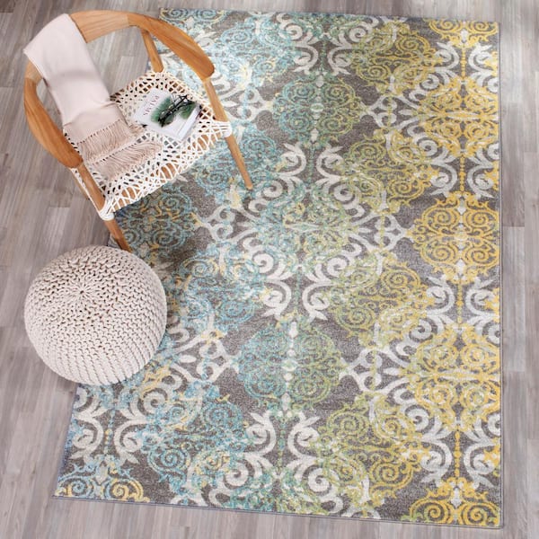 Evoke Gray/Ivory 9 ft. x 9 ft. Square Geometric Area Rug