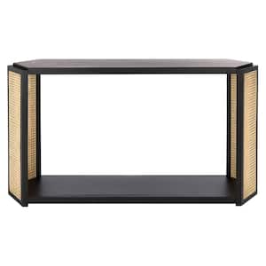 Jovie 16.1 in. Black/Natural Rectangle Mdf/Rubber Wood Veneer Console Table