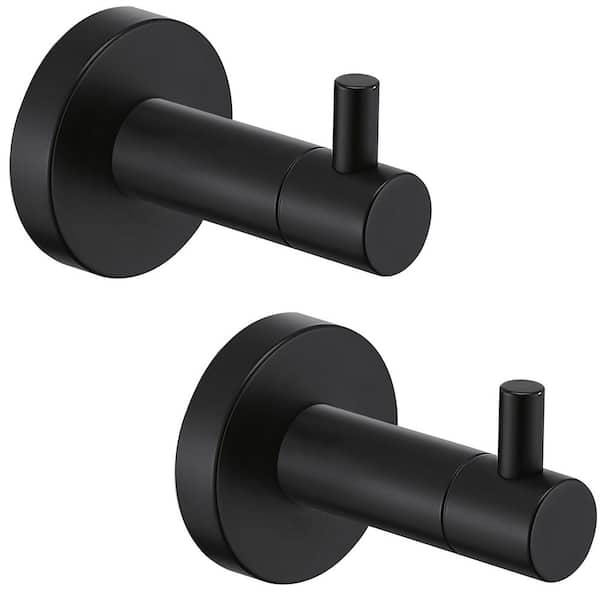 Bath 2 Pack Knob-Hook Robe/Towel Hook Wall Mounted Clothes Hooks in Matte Black