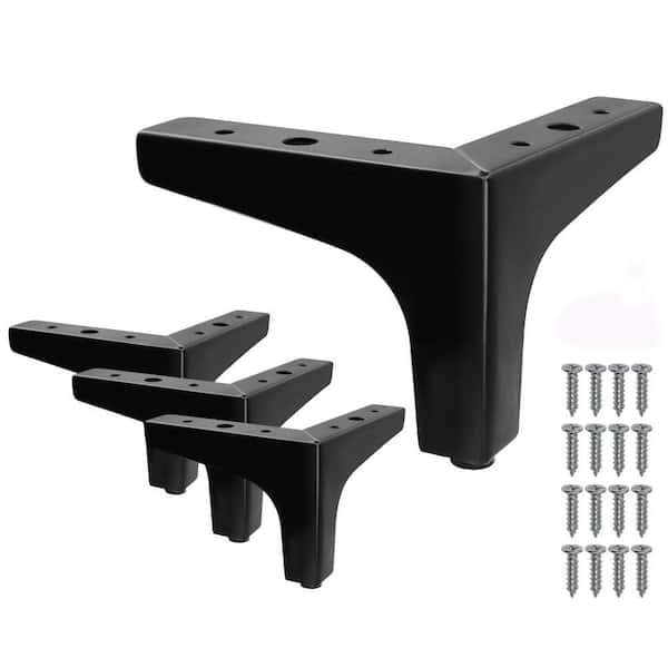 Angel Sar 4 in. Black Metal Matte Black Triangle Legs for Table Cupboard Sofa Couch Chair (4-Pack)