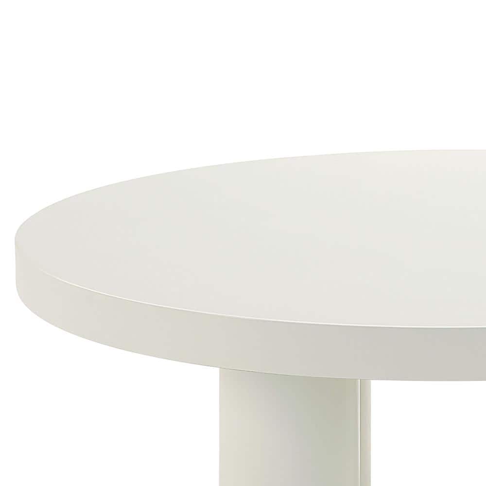 Sanat White Round Wood Coffee Table with Cylindrical Legs