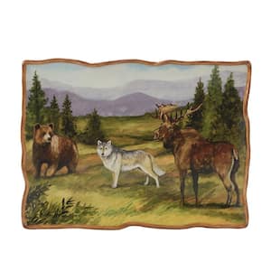 Mountain Summit 12 in. Assorted Colors Earthenware Rectangle Platter (Set of 1)