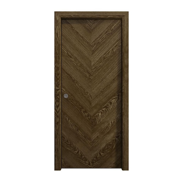 42 in. x 96 in. Marble Oak Solid Wood Pocket Door With Hardware