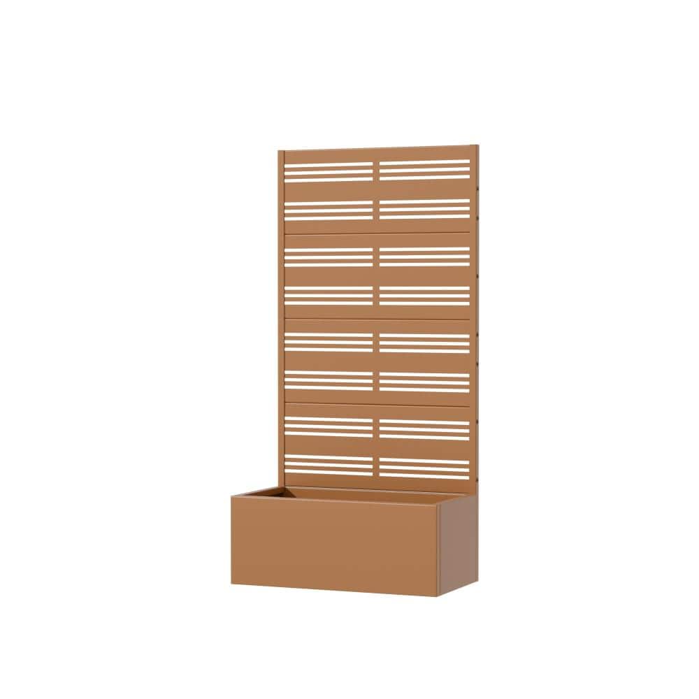 59 in. L x 30 in. W x 12 in. H Outdoor Brown Metal Planter, Rectangular with Louvered Climbing Frame (1-Pack) price history on PriceWatchPro