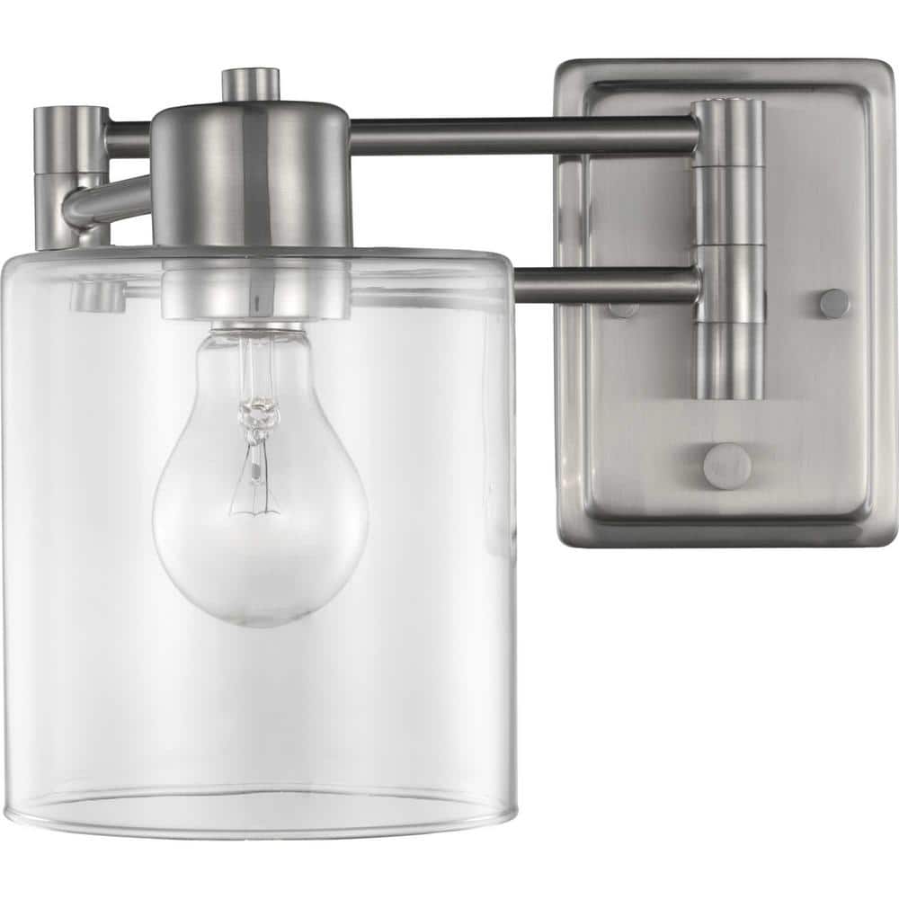 Milner Brushed Nickel Swing Arm Wall Light with Clear Glass Shade