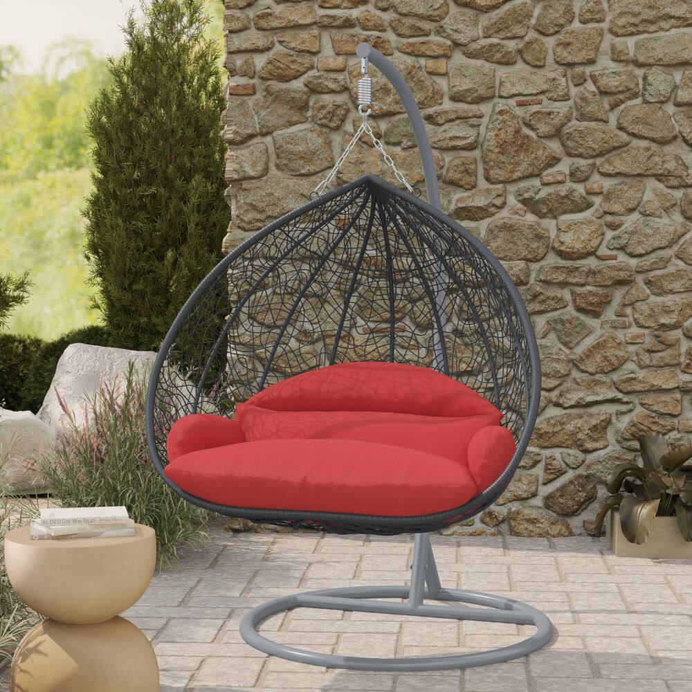 2-Person Egg Swing Chair in Grey Stainless Steel Porch Swing with Stand for Outdoor and Indoor in Red price history on PriceWatchPro