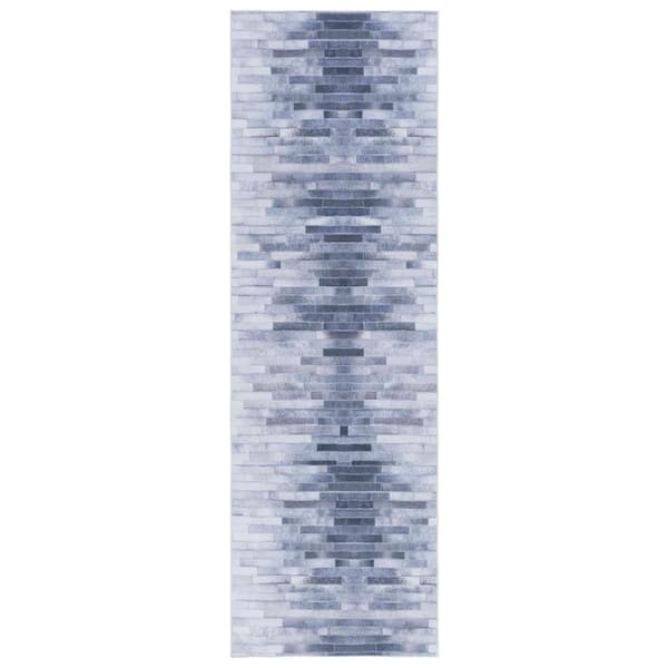 SAFAVIEH Faux Hide Light Gray/Gray 3 ft. x 8 ft. Machine Washable Distressed Gradient Runner Rug